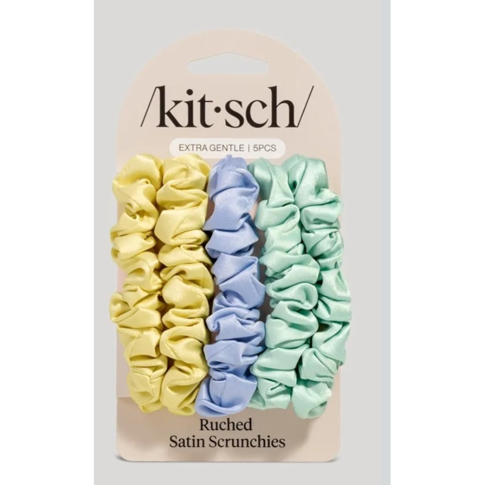 Ruched Satin Scrunchies 5 New Unopened Kitsch Brand Extra Gentle